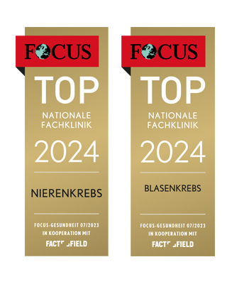 FOCUS-Siegel "Top Nationale Fachklinik 2024 für Nierenkrebs und Blasenkrebs"
